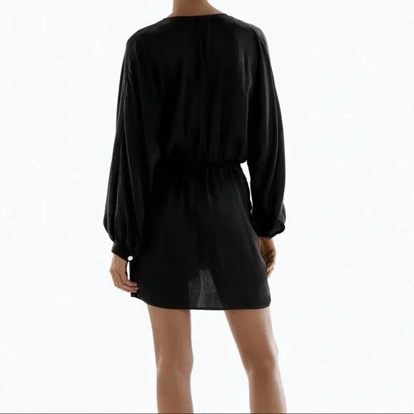 ZARA Satin Effect Wrap Dress - Picture 8 of 10